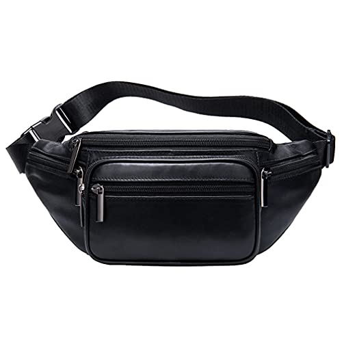 Hebetag Leather Fanny Pack Waist Bag for Men Women Travel Hiking Running Hip Bum Belt Slim Cell Phone Purse Wallet Pouch - Image 1