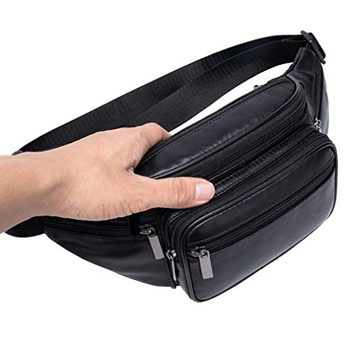 Hebetag Leather Fanny Pack Waist Bag for Men Women Travel Hiking Running Hip Bum Belt Slim Cell Phone Purse Wallet Pouch - Image 5