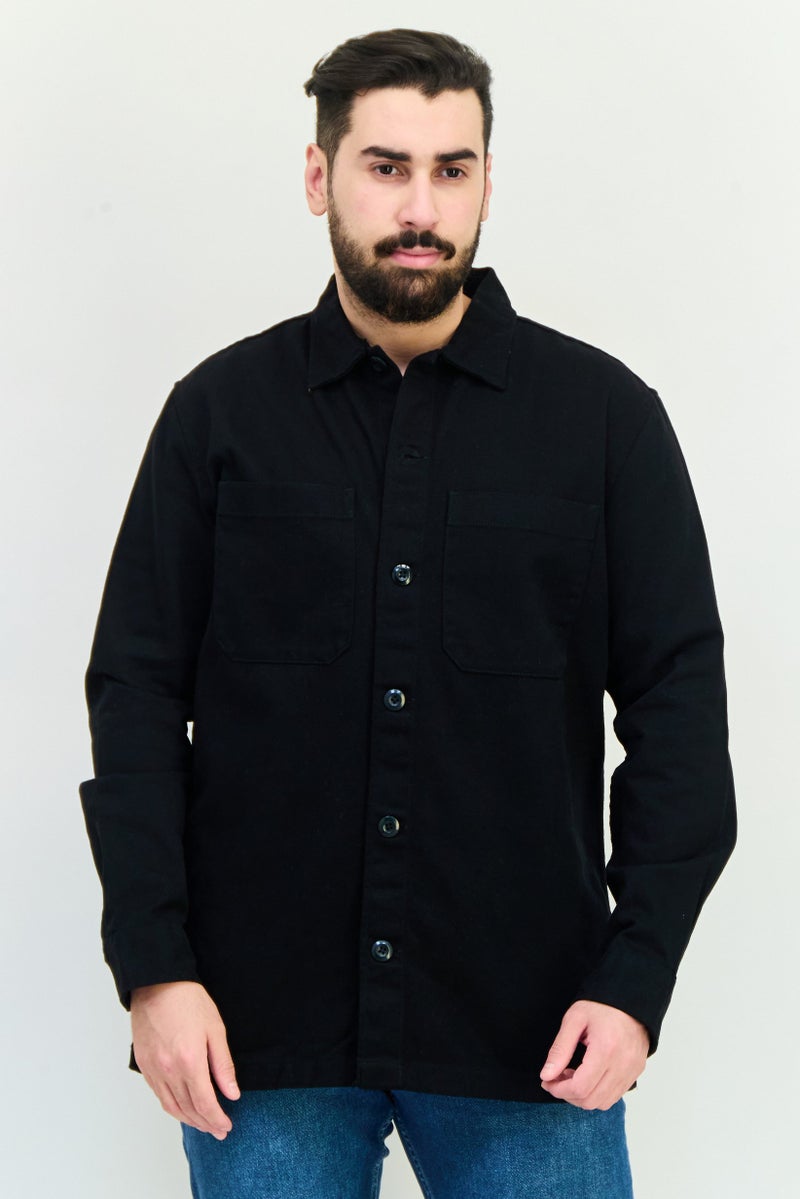 Celio Men Plain Jacket Shirt, Black - Image 1