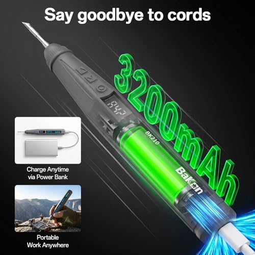 BAKON BK210 Cordless Soldering Iron Kit 8S Rapid Heating 3200mAh Battery USBC Portable Micro Soldering Pen with LCD Display for Electronics Repair DIY - Image 3