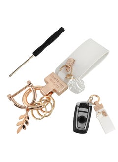 KASTWAVE 3pcs Car Keychain, Cute Shell Leather Key Fob Holder Car Metal Key Chains with Swivel D-Ring  Keyrings 1 Screwdriver  - Image 1