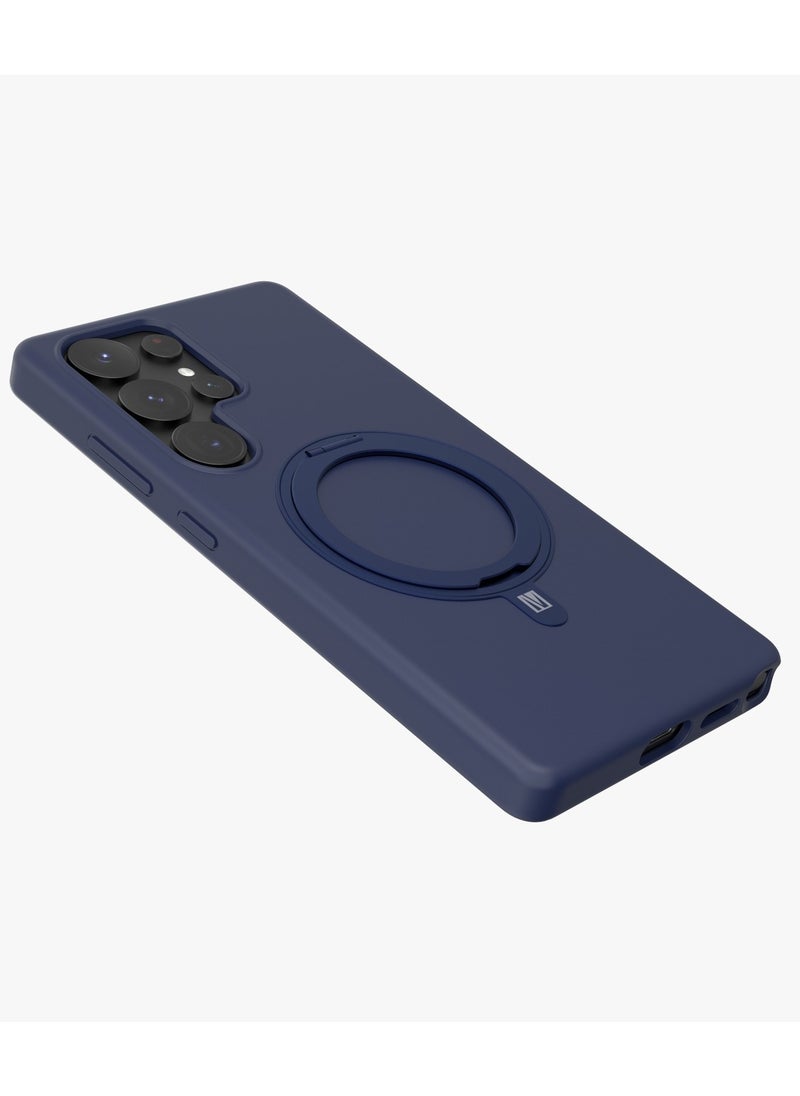 LEVELO - S25 Ultra Magsafe Case Iris Pro Liquid Silicone Case / Built-In Stand / Impact-Resistant Corners / Metal Camera Ring /  Drop Protecting Magsafe Back Cover - Blue - Image 1