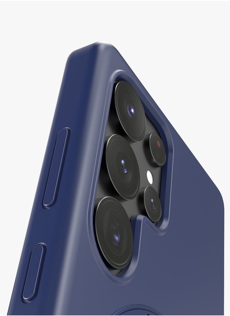 LEVELO - S25 Ultra Magsafe Case Iris Pro Liquid Silicone Case / Built-In Stand / Impact-Resistant Corners / Metal Camera Ring /  Drop Protecting Magsafe Back Cover - Blue - Image 1