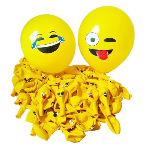 HK Balloons HK Smiley Balloons - 30 Pcs Printed Face Expression Latex Balloons, Yellow/Emoji/Smiley for Birthday Decorations - Image 3