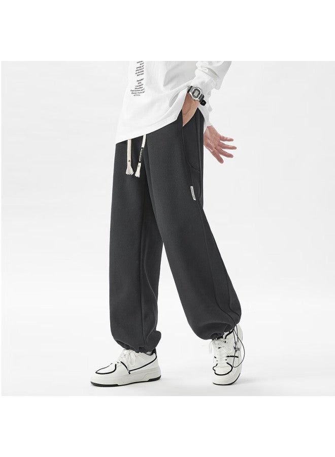 Dingfengbaoluo American-style Trendy Casual Pants For Men, Spring And Summer Comfortable Straight-leg Wide-leg Trousers, Loose-fit Sweatpants, Dfk17 Dark Gray, Size M - Image 3