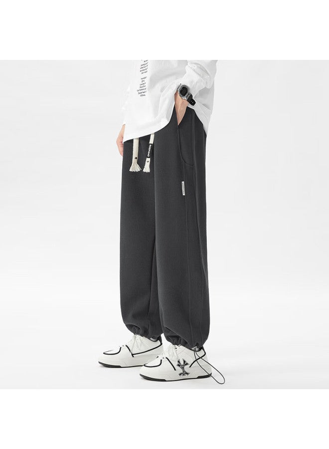 Dingfengbaoluo American-style Trendy Casual Pants For Men, Spring And Summer Comfortable Straight-leg Wide-leg Trousers, Loose-fit Sweatpants, Dfk17 Dark Gray, Size M - Image 5