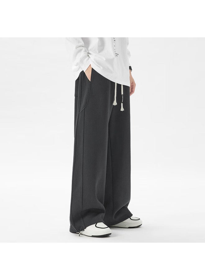 Dingfengbaoluo American-style Trendy Casual Pants For Men, Spring And Summer Comfortable Straight-leg Wide-leg Trousers, Loose-fit Sweatpants, Dfk17 Dark Gray, Size M - Image 2