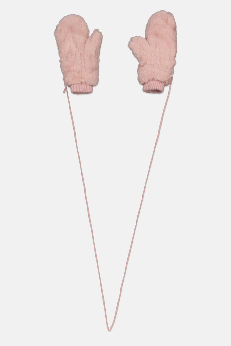 Sinsay Women Faux Fur Gloves, Light Pink  - Image 1