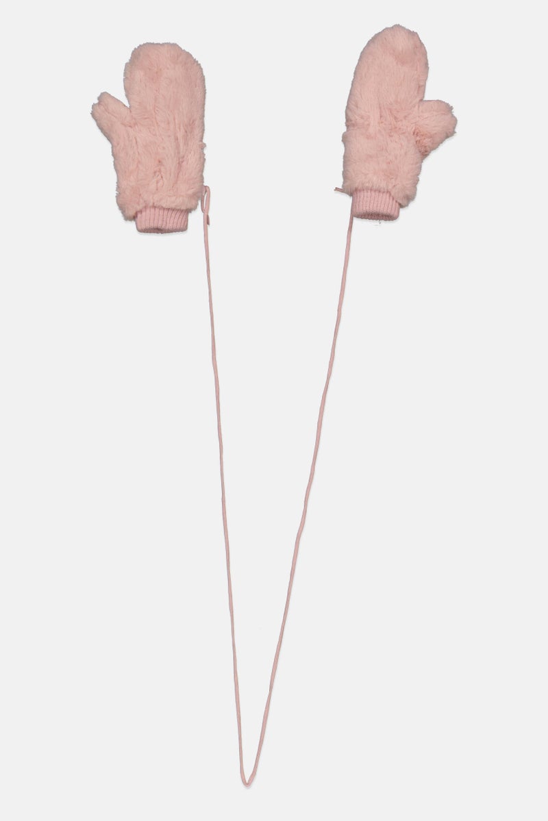 Sinsay Women Faux Fur Gloves, Light Pink  - Image 2