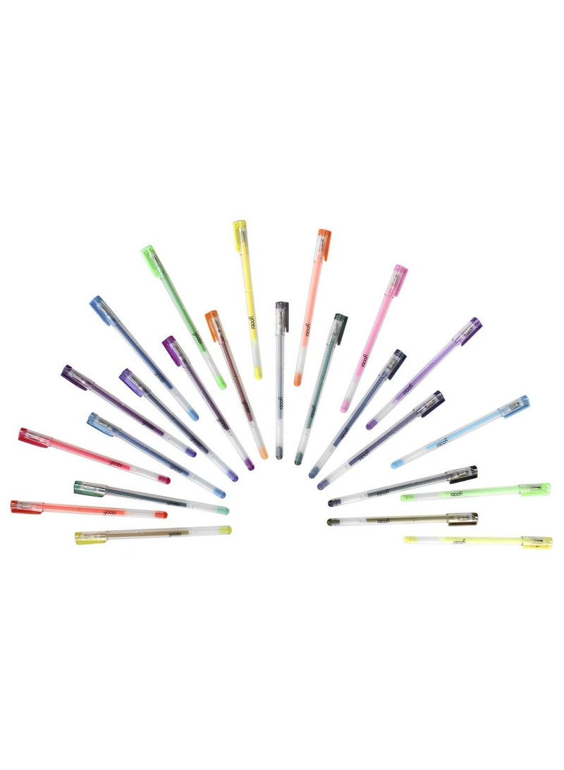 Yoobi Gel Pens 24 Pack Pastel, Metallic, Neon, and Glitter Shades Fun Styles with Carrying Case - Image 1