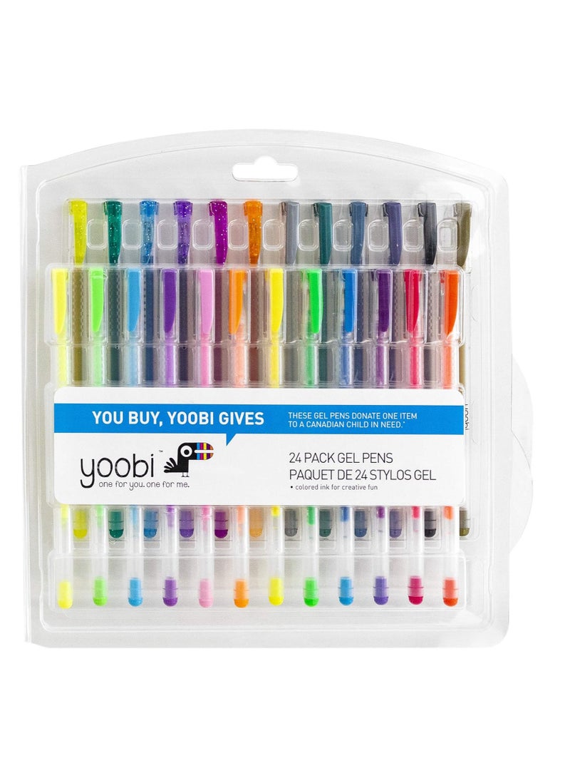 Yoobi Gel Pens 24 Pack Pastel, Metallic, Neon, and Glitter Shades Fun Styles with Carrying Case - Image 2