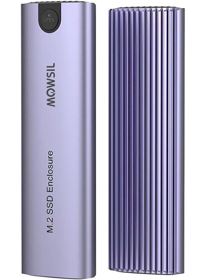 Mowsil M.2 NVMe SSD Enclosure, 10Gbps USB 3.1 Gen2 USB-C Aluminum Adapter for M.2 PCIe M-Key 2230/2242/2260/2280 SSD Case - Image 1