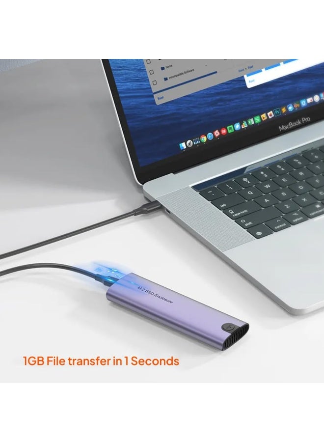 Mowsil M.2 NVMe SSD Enclosure, 10Gbps USB 3.1 Gen2 USB-C Aluminum Adapter for M.2 PCIe M-Key 2230/2242/2260/2280 SSD Case - Image 2