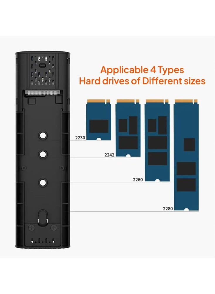 Mowsil M.2 NVMe SSD Enclosure, 10Gbps USB 3.1 Gen2 USB-C Aluminum Adapter for M.2 PCIe M-Key 2230/2242/2260/2280 SSD Case - Image 4