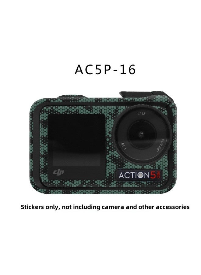 StartFly Suitable For DJI Action 5PRO Sports Camera Sticker Color Change Film No Glue Accessories-Color:Ac5-16 Snake Scale Green Sticker-Specifications:Dji Action 5pro+ Frame Complete Set  - Image 1