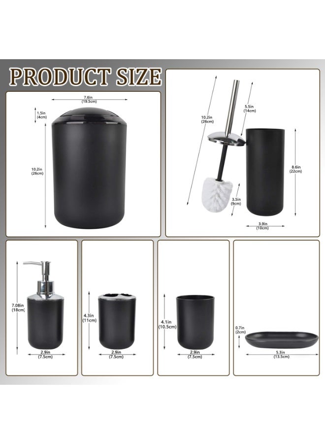 NANAO مجموعة ملحقات الحمام تشمل موزع الصابون، حامل فرشاة الأسنان، كوب، طبق صابون لسطح الطاولة الزخرفي وهدية تدفئة منزل، أسود - Image 2