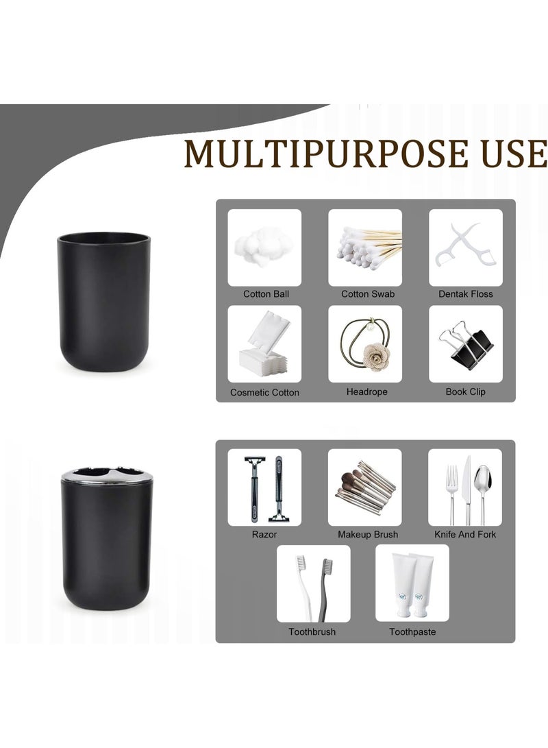 NANAO مجموعة ملحقات الحمام تشمل موزع الصابون، حامل فرشاة الأسنان، كوب، طبق صابون لسطح الطاولة الزخرفي وهدية تدفئة منزل، أسود - Image 5