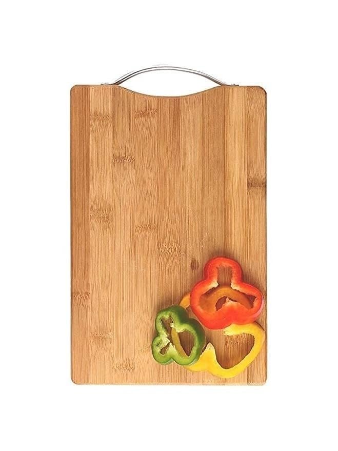 LIMPUS Wood Cutting Boards for Kitchen AntiMicrobial Chopping Board EcoFriendly Wooden Cutting Board with Steel Handle Wooden Trays for Meat Fruit and Cheese Steel Handle 20x30 cm - Image 1