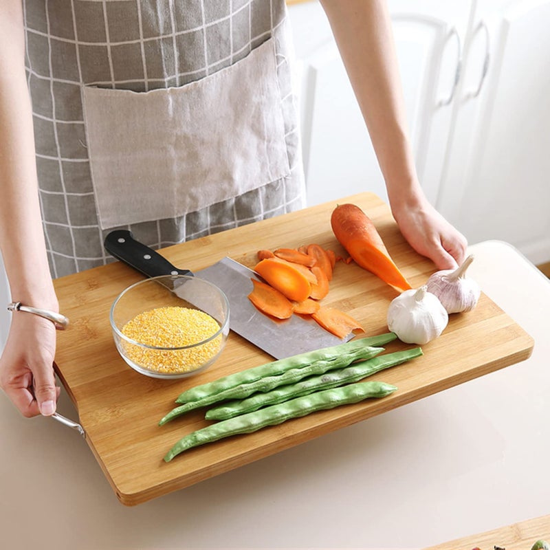 LIMPUS Wood Cutting Boards for Kitchen AntiMicrobial Chopping Board EcoFriendly Wooden Cutting Board with Steel Handle Wooden Trays for Meat Fruit and Cheese Steel Handle 20x30 cm - Image 2