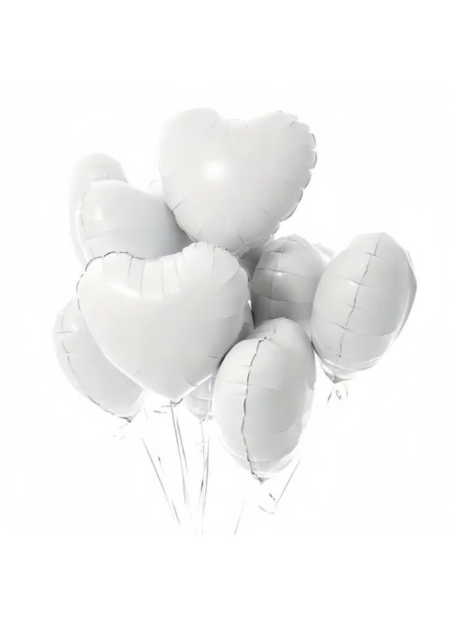 Kandid 10-Pack 18-Inch Heart-Shaped Foil Balloons, Color, for Valentine'S Day, Birthday, Wedding, Anniversary, Engagement, Party Decorations, Aluminum Film Balloons (WHITE) - Image 1