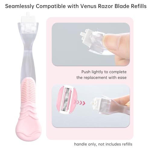TEITEAI 2 Pack Replacement Razor Handle Compatible with Venus only, Pink - Image 2