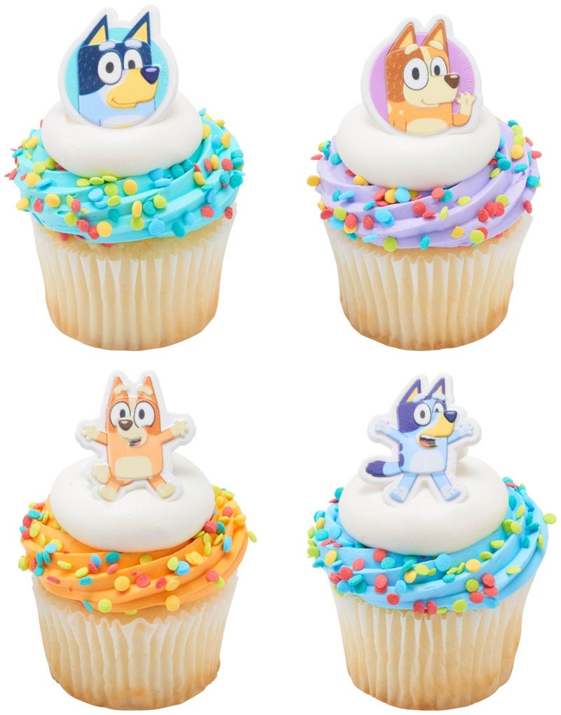 DecoPac Bluey So Much Fun Rings, 72 Cupcake Decorations Featuring Bluey, Bingo, Bandit, and Chilli, 3D Food Safe Cake Toppers â€“ 72 Pack - Image 3