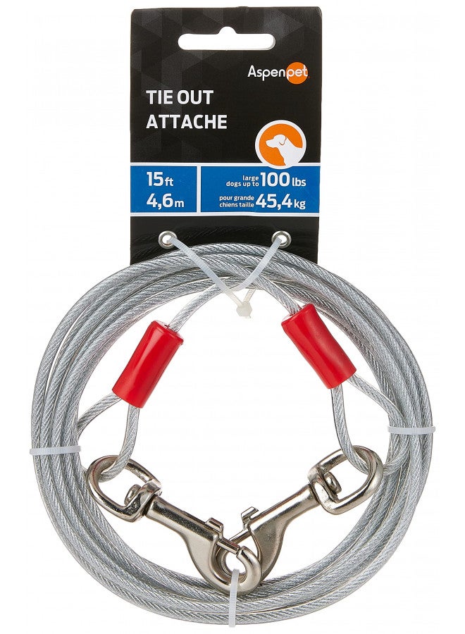 Petmate Heavy Duty Vinyl Tie Out Cable - Clear Break Strength 2000 Lbs -15 Ft Cable, Silver - Image 2