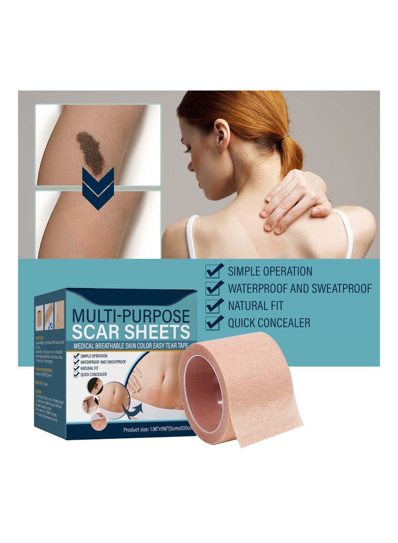 SYOSI 1Pcs Scar Sheets, Scar Tape Roll (1.96in x 196in Roll) - Extra Long Scar Strip for various scars - Waterproof and Cutable Scar Cover Sheets - Skin Tone Scar Patches - Image 5