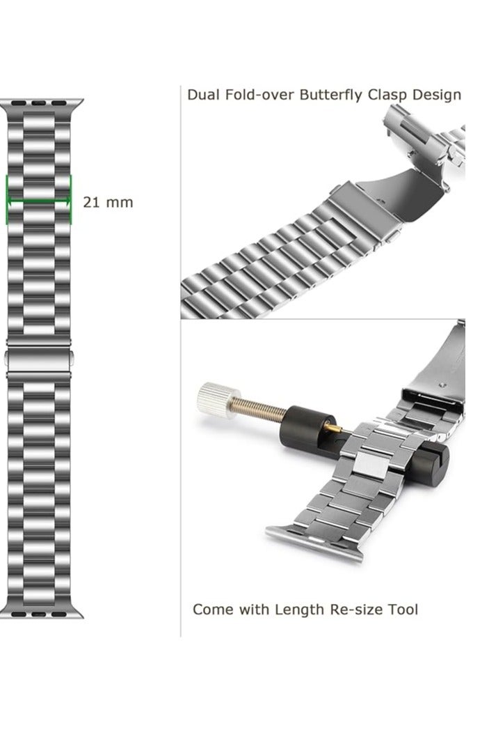 Compatible with Apple Watch Band 38mm 40mm 41mm, Stainless Steel Metal Replacement Band for Apple Watch SE Series 7 Series 6 Series 5 Series 4 Series 3/2/1 - Image 3