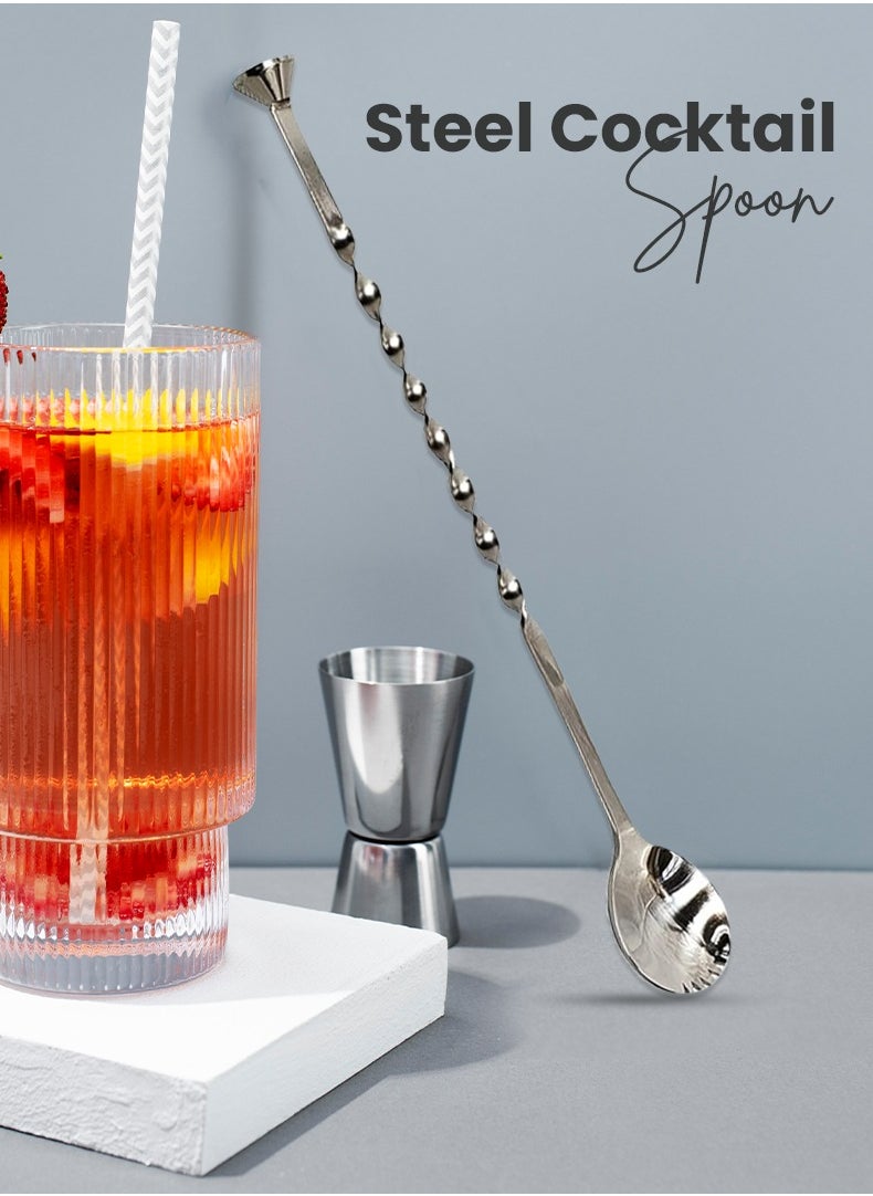 Rattleware Rattleware 11.5" Steel Cocktail Spoon, Spiral Muddler - Elegant Swirl Stem Design, Sturdy and Eye-Catching - Must-Have Bar and Coffee Accessory for Drink Enthusiasts  - Image 3