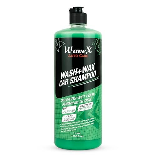 Wavex Car Shampoo Wash and Wax 1L pH Neutral Gives Wet Look Shine, Buttery Smooth Feel - Leaves No Water Spots - Image 1