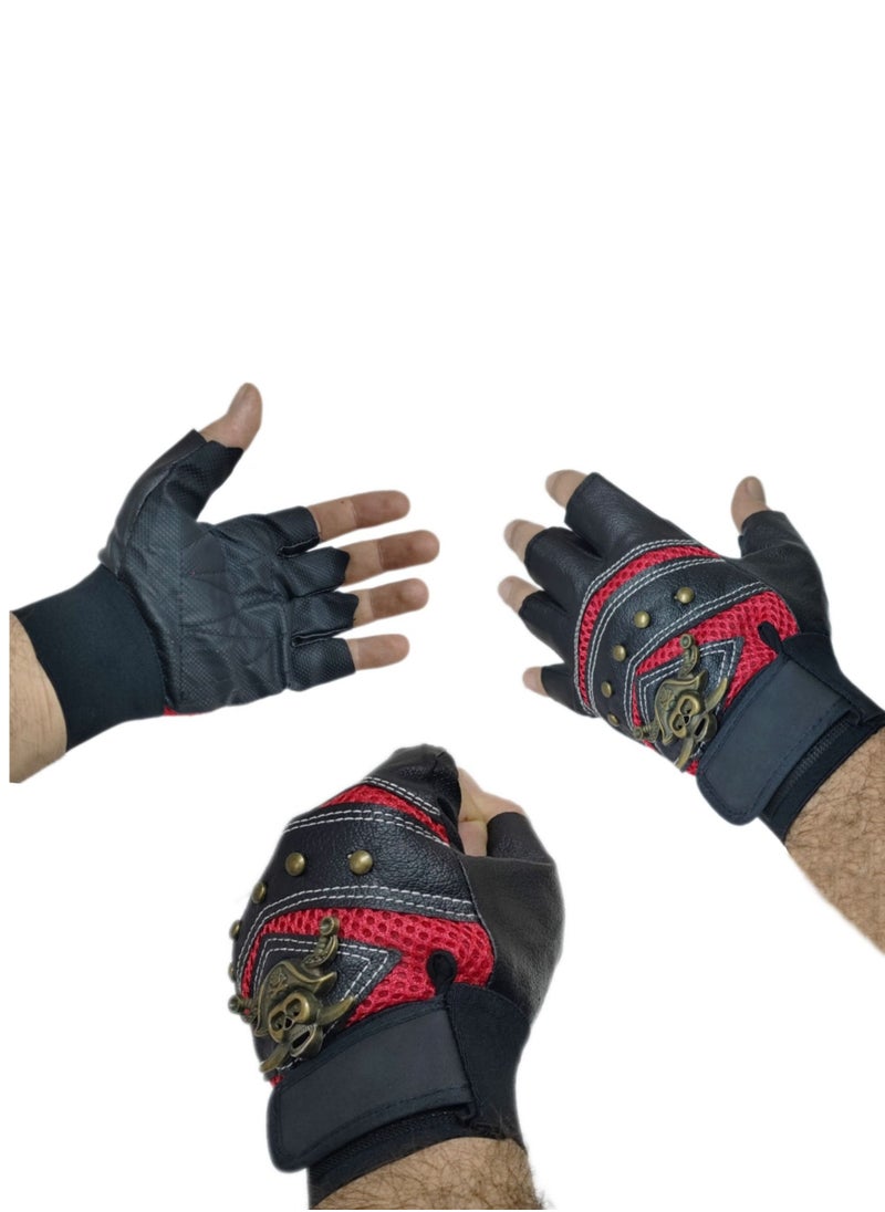 Generic - Leather half fingers gloves, sport activities gloves, driving bike gloves - Image 1