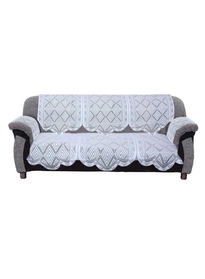 Kuber Industries Square Geometric Design Cotton 5 Seater Sofa Cover with 6 Pieces Arms Cover Use Both Side, Living Room, Drawing Room, Bedroom, Guest Room (Set of 16, White, Standard) - Image 3