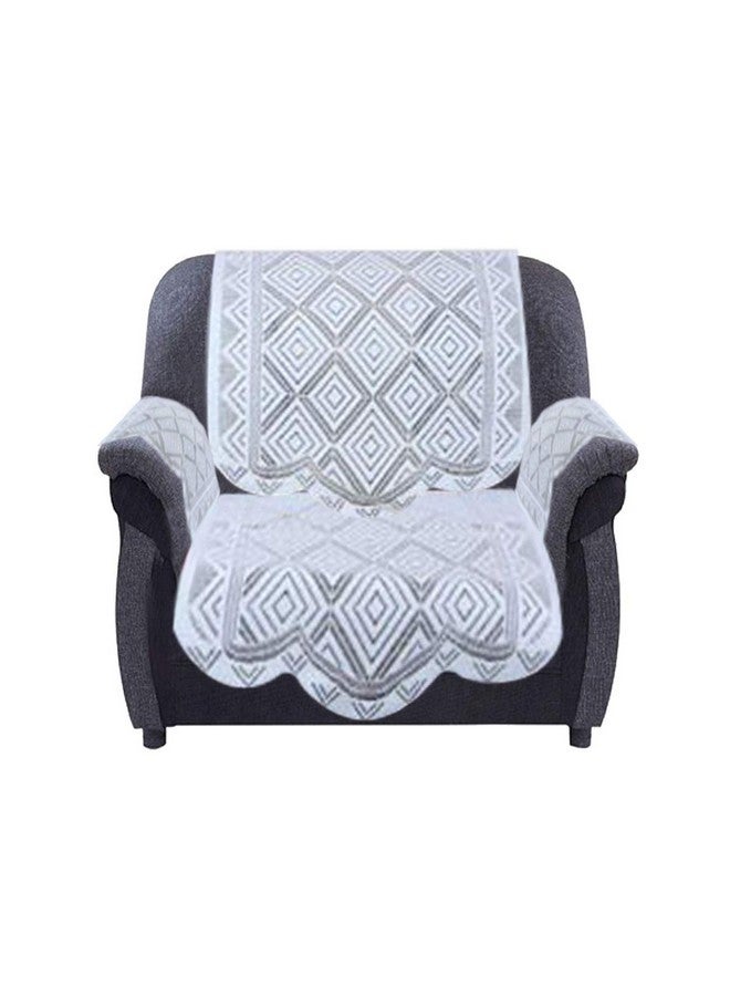 Kuber Industries Square Geometric Design Cotton 5 Seater Sofa Cover with 6 Pieces Arms Cover Use Both Side, Living Room, Drawing Room, Bedroom, Guest Room (Set of 16, White, Standard) - Image 4