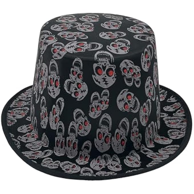 SMIFFYS PARTY MAGIC HALLOWEEN SKULL TOP HAT, 18 CM X 7 CM X 12 CM SIZE, BLACK
