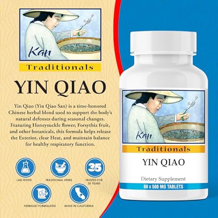 Kan Herbs Company Yin Qiao Formula – Traditional Chinese Herbal Blend with Honeysuckle & Forsythia for Seasonal Balance and Respiratory Wellness, Herbal Supplement, 60 Tablets - Image 2