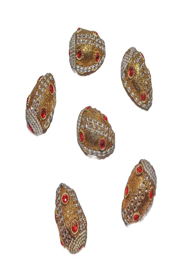 SHOPOBUDDY Pooja supari/Supari Gola Decorated with Glitter & Pearls Used in Weddings and Festival Rituals (25) - Image 1