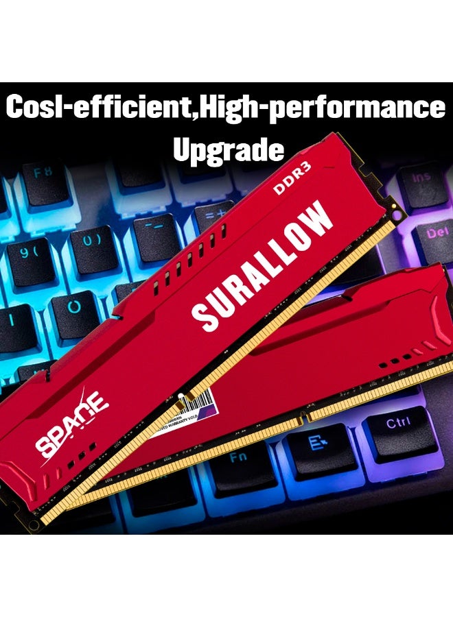 سورالوا ذاكرة SURALLOW DDR3 سعة 8 جيجابايت بتردد 1600 ميجاهرتز لأجهزة الكمبيوتر المكتبية المخصصة للألعاب، عالية السرعة، بتردد نقل بيانات CL11. - Image 4