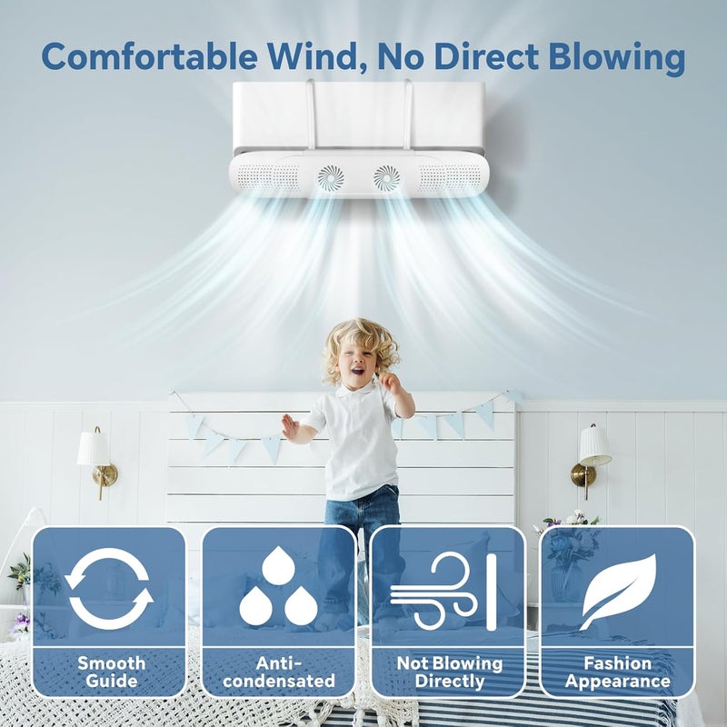 Baytion Retractable Air Conditioner Deflector, Adjustable 60-92cm and Anti Direct Blowing, Air Vent Deflector with Fan Blades, White Air Circulation Wind Baffle for Split Air Conditioning - Image 3