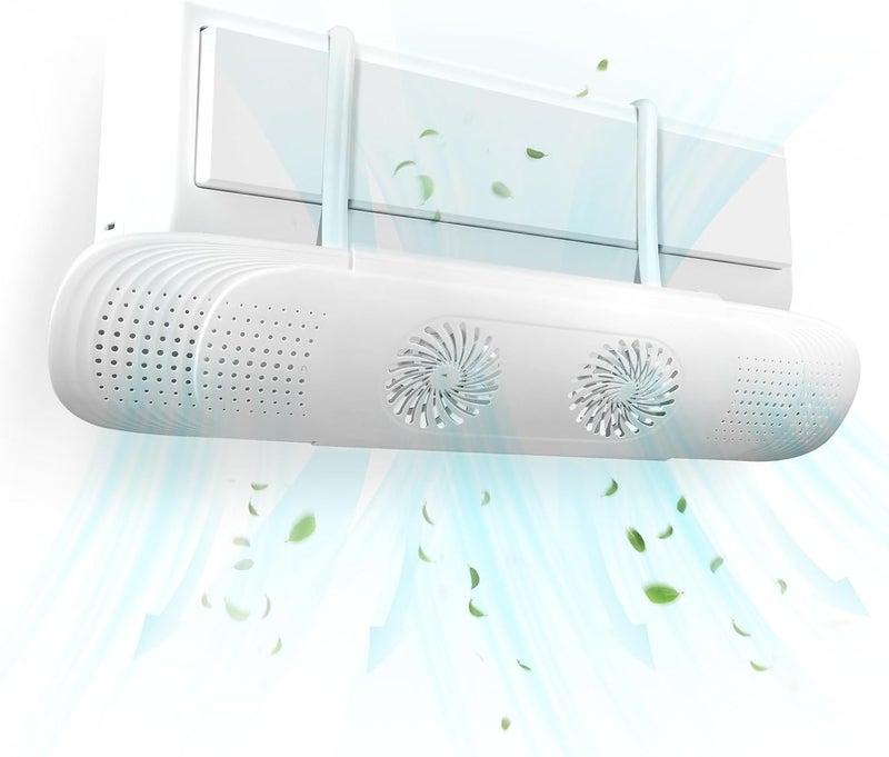 Baytion Retractable Air Conditioner Deflector, Adjustable 60-92cm and Anti Direct Blowing, Air Vent Deflector with Fan Blades, White Air Circulation Wind Baffle for Split Air Conditioning - Image 1