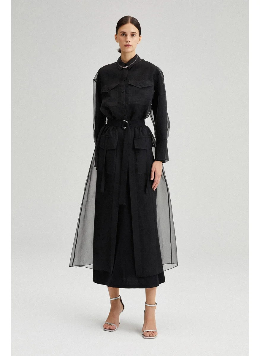تاتشي Organza Skirt with Pocket Detail