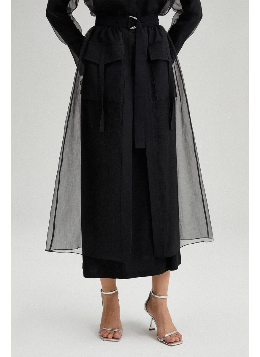 Touche Organza Skirt with Pocket Detail