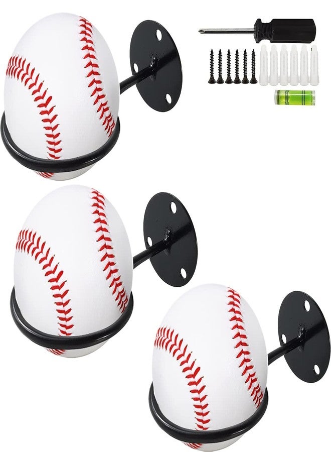 NSBELL 3PCS Baseball Display Memorabilia Holder Heavy-Duty Wall Mount Rack for Collectibles Steel - Image 1