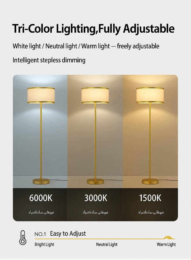 Fullight Modern Gold Floor Lamp with App & Remote Control, Upgraded 16W LED, Stepless Dimming & Color Temperature Adjustment, Premium Gold Base, 160×38 cm, Perfect for Living Room, Bedroom, Office - Image 3