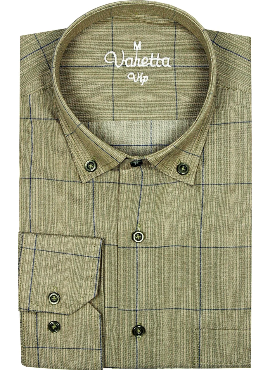 Varetta Men's Classic Cut Olive Green Single Pocket Checkered Men's Shirt