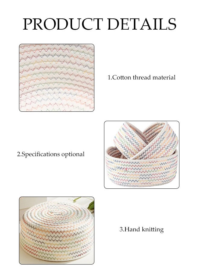 DUNISO 3-Pieces Cotton Storage Basket , Small Woven Basket, Desktop Storage Basket,Cotton Rectangle Woven Baskets For Storaging Toys, Snacks,Stationery,Sundries,Multicolour  - Image 5