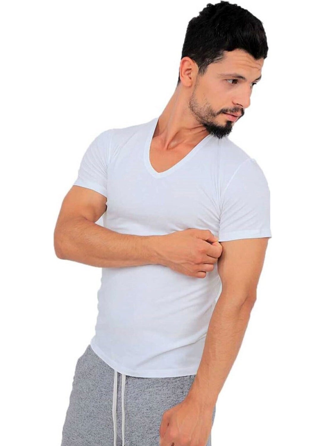 Tatkan Men's Modal Fabric V Neck Undershirt White 