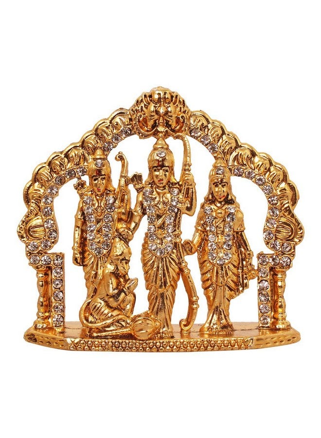 GCT Ram Darbar Idol Lord Rama Laxman Hanuman Sita Family Murti (B-145) Gold Metal Statue for Home Décor Car Dashboard Mandir Pooja Murti Temple Puja Office Table Showpiece - Image 1