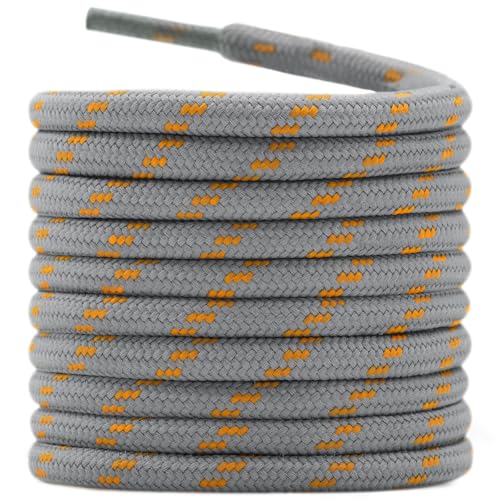 DELELE Hiking Shoe Laces for Boots, 2 Pair 47 inch Gray Orange Dots Round Boot Laces Heavy Duty, Work Shoelaces Strings - Image 1