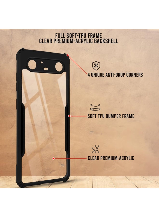 جراب شفاف لهاتف Teno Pova Slim 5G / Spark Slim 4G، غطاء خلفي صلب من البولي كربونات مع إطار أسود من مادة TPU مقاومة للصدمات، غطاء شفاف مقاوم للصدمات بزاوية 360 درجة - Image 3